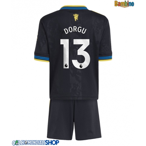 Maglie da calcio Manchester United Patrick Dorgu #13 Terza Maglia Bambino 2025-26 Manica Corta + Pantaloni corti)